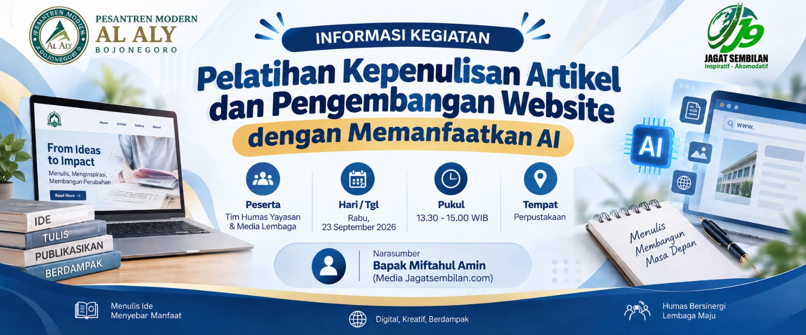 Manfaatkan AI, Pesantren Modern Al Aly Bojonegoro Perkuat Kemampuan Jurnalistik Tim Humas | Pesantren Modern Al Aly